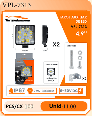 FAROL AUXILIAR DE LED 4.9" PCS/CX:100 Unid:11.00
