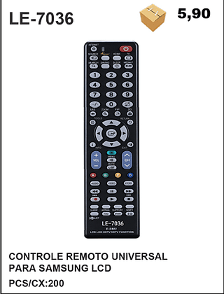 CONTROLE REMOTO UNIVERSAL PARA SAMSUNG LCD 200pç=5,9$