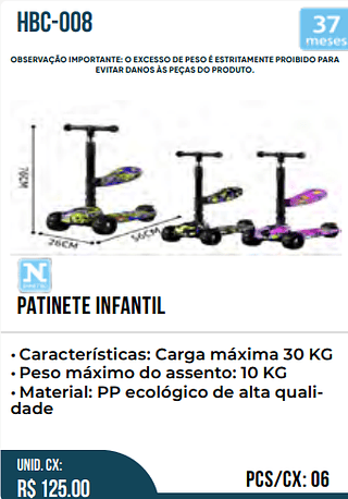 OBSERVACAO IMPORTANTE: UNID.CX: RS 125.00 PCS/CX:06