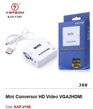 Mini Conversor HD Vídeo VGA2HDMI R$ 9 PCS/cx: 300
