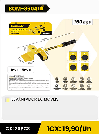 LEVANTADOR DE MOVEIS CX: 20PCS 1CX: 19,90/Un