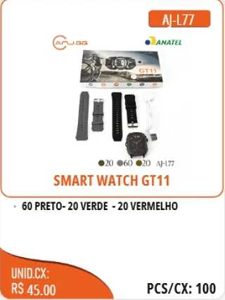 SMART WATCH GT11 UNID.CX: RS 45.00 PCS/CX:100