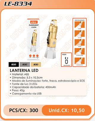LANTERNA LED 300PÇ=10,5$