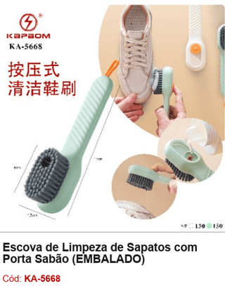 Escova de Limpeza de Sapatos com Porta Sabão R$ 5,4 PCS/Cx: 300