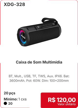 Caixa de Som Multimídia 20 pçs R$ 120,00