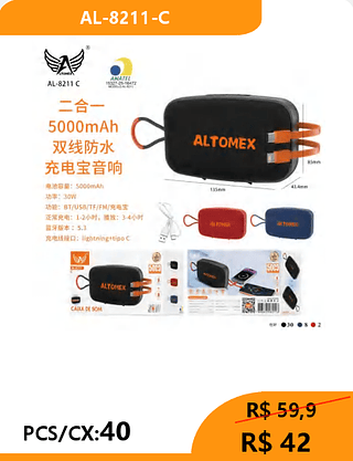 CAIXA DE SOM PCS/CX:40 R$ 42