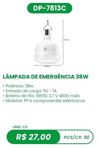 LÂMPADA DE EMERGÊNCIA 38W 90PÇ=27