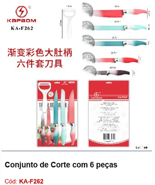 Conjunto de Corte com 6 peças R$ 16,2 PCS/CX: 60