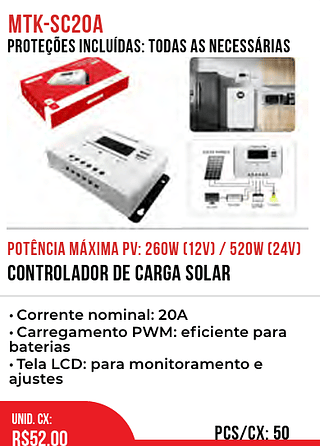 Controlador De Carga Solar 50pç=52