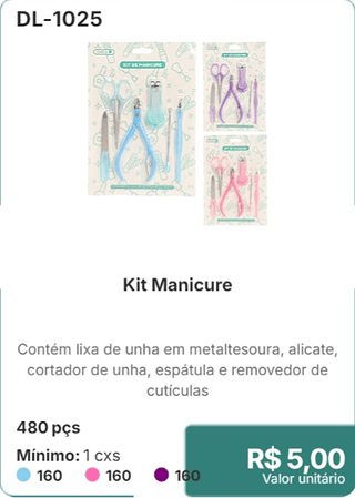 Kit Manicure 480 pçs R$ 5.00