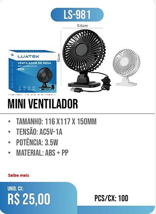 mini ventilador 100PÇ=25$