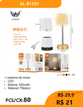 Lanterna de mesa PCS/CX:80 R$ 21