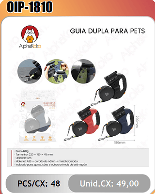 GUIA DUPLA PARA PETS PCS/CX:48 Unid.CX: 49,00