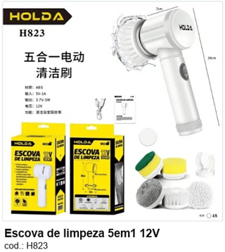Escova de limpeza 5em1 12V R$ 20,7 PC/CX:48