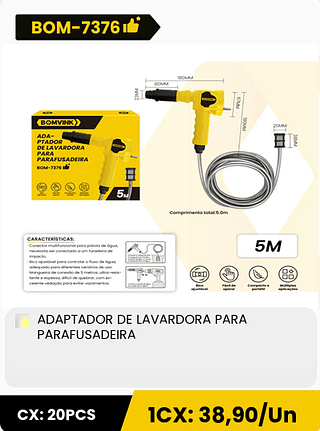 ADAPTADOR DE LAVARDORA PARA PARAFUSADEIRA CX: 20PCS ICX: 38,90/Un