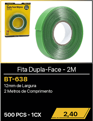 Fita Dupla-Face - 2M 500PCS R$2,40