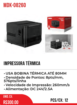 IMPRESSORA TÉRMICA 12pç=300$