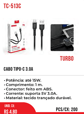 Cabo Tipo-c 3.0A 200pç=4,8$