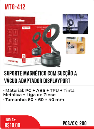 Suporte Magnético com Sucção a Vácuo Adaptador Displayport 200pç=10$