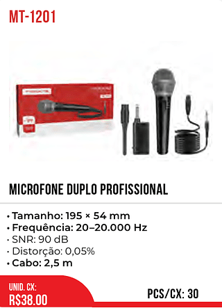 Microfone Duplo Profissional 30pç=38$