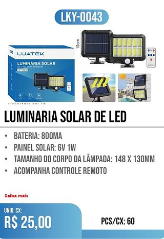 LUMINARIA SOLAR DE LED 60pç=25$