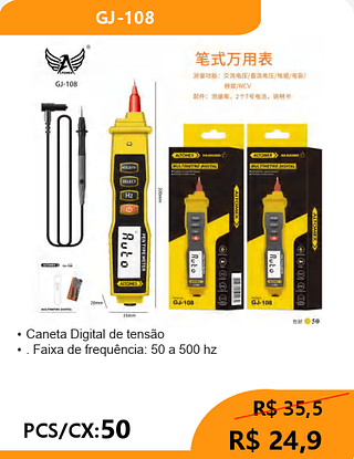 Caneta Digital de tensão PCS/CX:50 R$ 24,9