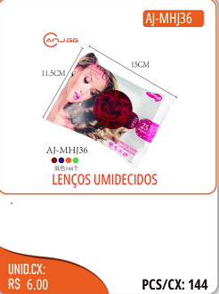 LENCOS UMIDECIDOS UNID.CX:RS 6.00 PCS/CX:144