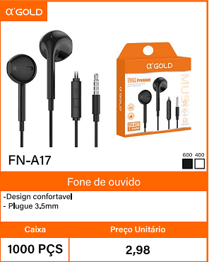 Fone de ouvido - Caixa 1000 PCS Preco Unitario 2,98