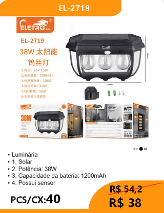 Luminária PCS/CX:40 R$38