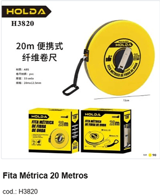 Fita Métrica 20 Metros R$ 9 PC/CX:90