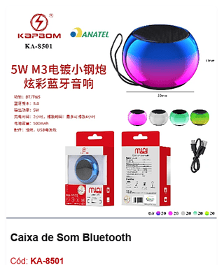 Caixa de Som Bluetooth R$11,7 PCS/cx:100