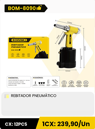 REBITADOR PNEUMÁTICO CX: 12PCS 1CX: 239,90/Un