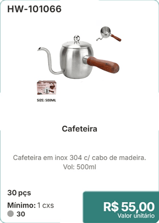 Cafeteira 30 pçs R$ 55.00