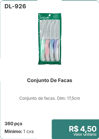 Conjunto De Facas 360 pçs R$ 4,50