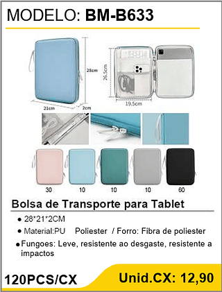 Bolsa de Transporte para Tablet 120PCS/CX Unid.CX: 12,90