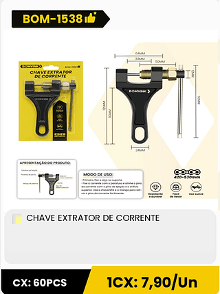 CHAVE EXTRATOR DE CORRENTE CX: 60PCS 1CX: 7,90/Un