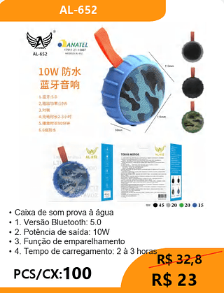 Caixa de som prova à água PCS/CX:100 R$23