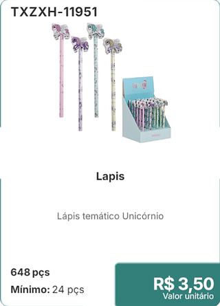 Lapis 648 pçs R$ 3.50