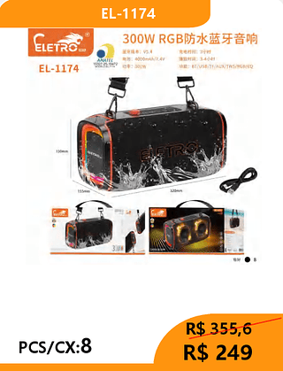 CAIXA DE SOM PCS/CX:8 R$249