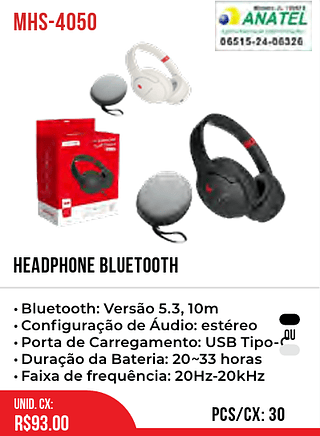 Headphone Bluetooth 30pç=93$