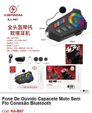 Fone De Ouvido Capacete Moto Sem Fio Conexão Bluetooth R$27,9 PCS/cx:100