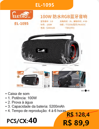 CAIXA DE SOM PCS/CX:40 R$89,9