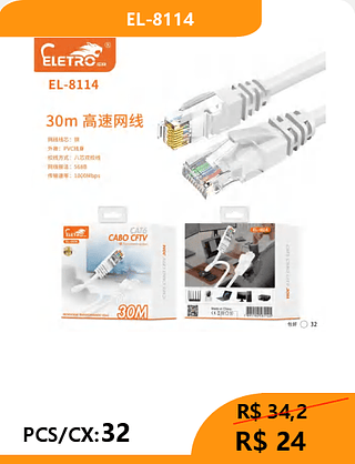 CABO DE REDE PCS/CX:32 R$24