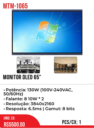 MONITOR DLED 65” 1pç=5500$