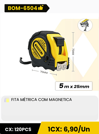 FITA MÉTRICA COM MAGNETICA CX: 120PCS 1CX: 6,90/Un