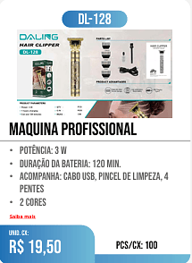 maquina profissional PCS/CX: 100 UNID. CX: r$ 19,50