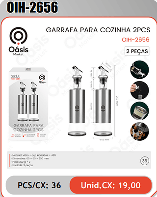 GARRAFA PARA COZINHA 2PCS PCS/CX:36 Unid.CX: 19,00