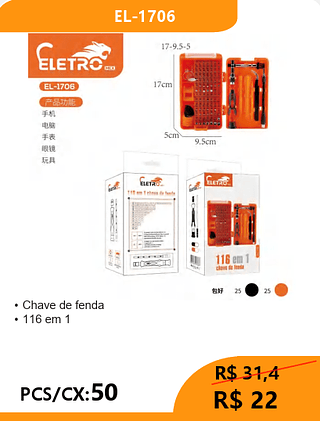 Chave de fenda PCS/CX:50 R$22
