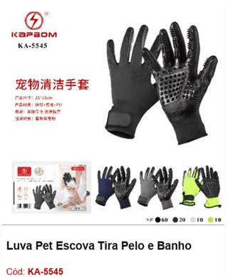 Luva Pet Escova Tira Pelo e Banho R$ 17,1 PCS/cx: 100