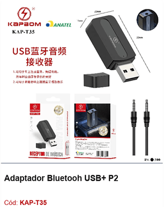Adaptador Bluetooh USB+ P2 R$ 3,42 PCS/cx:500